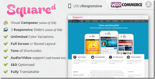 Squared - Squared wordpress汉化版，Squared+自适应+购物+BuddyPress 主题。